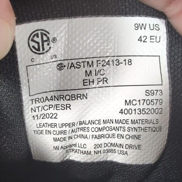 Terra Gantry Work Boots Men's Size 9W Black/Brown Waterproof Composite Toe S973 - Picture 7 of 7